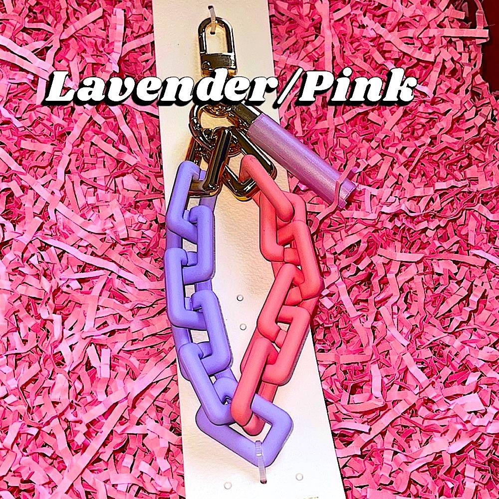 🆕💜🩷LAVENDER/PINK RECTANGLE 2 TONE Rubber Coated Keychain